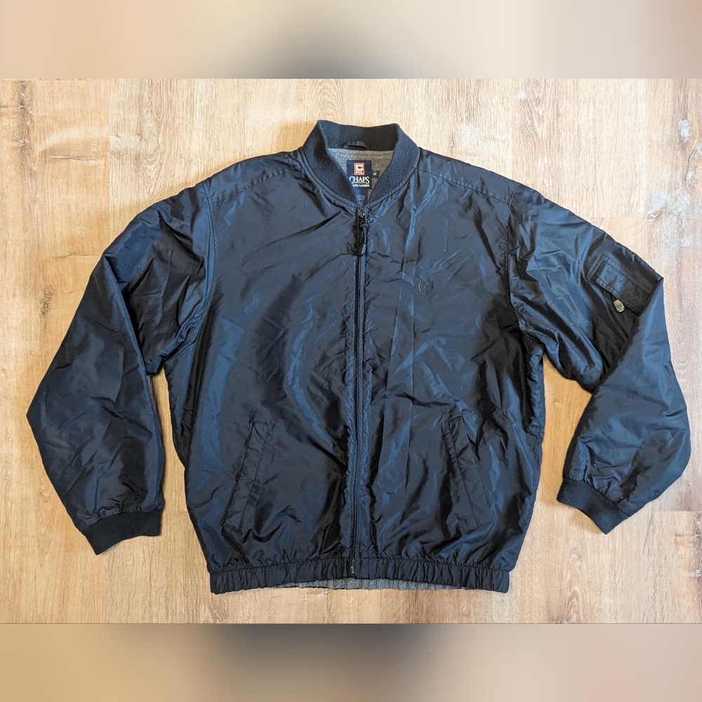Chaps Ralph Lauren Men's Black Lined Bomber Jacket Medium